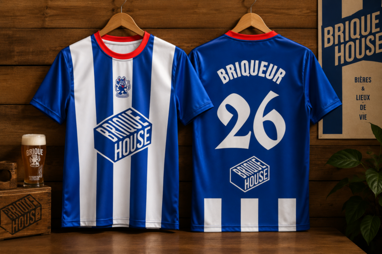 Voetbalshirts op maat voor Brique House: wanneer een brouwerij de codes van het voetbal overneemt